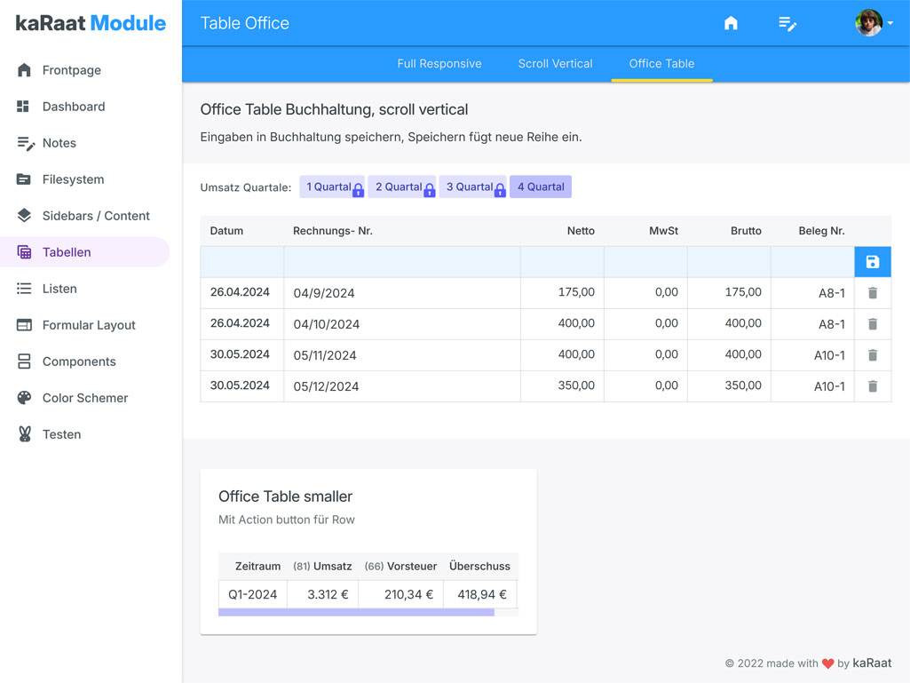 Screenshot Office Tabellen